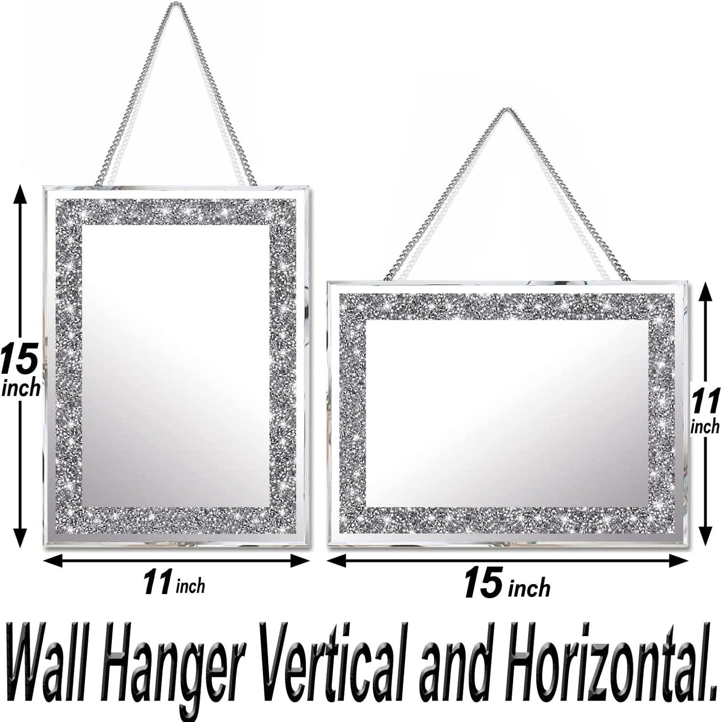 Juego de espejos de pared decorativos con diseño de diamantes Silver Crush