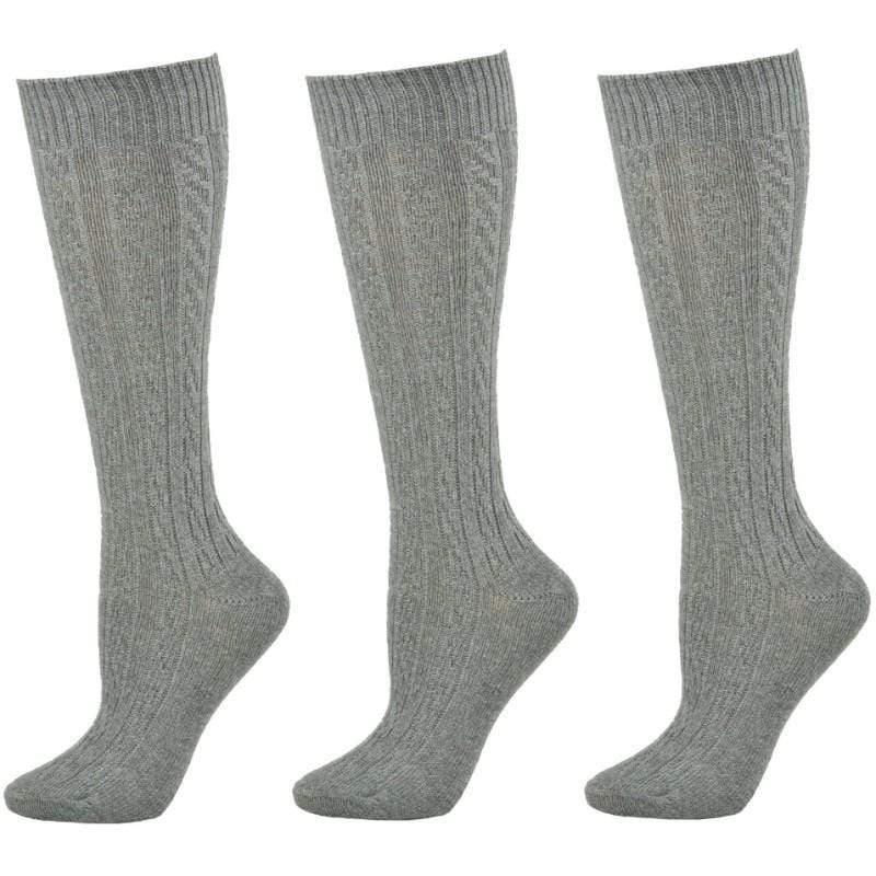 Women's Knee High Socks in Classic Cotton Cable Knit, School Uniform