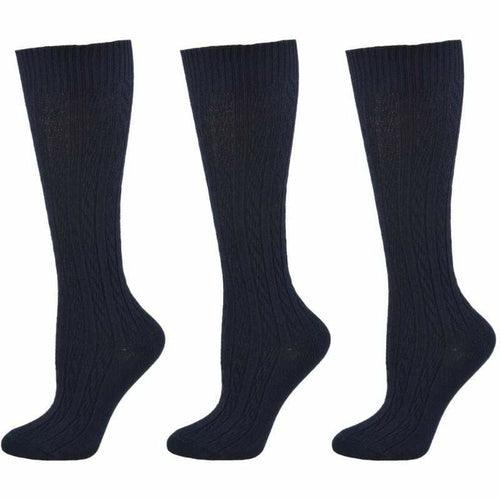 Women's Knee High Socks in Classic Cotton Cable Knit, School Uniform