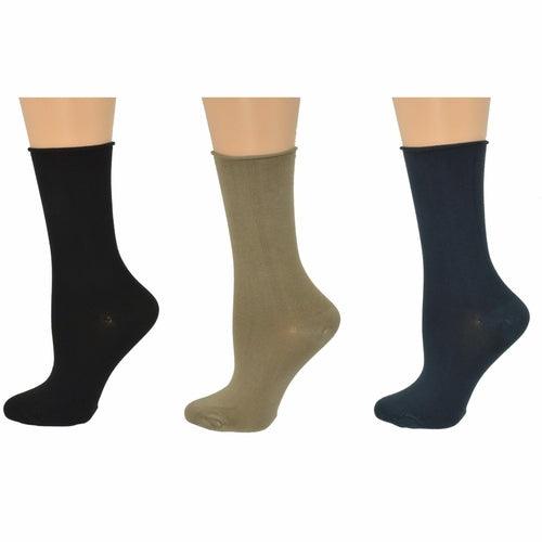 Women's Bamboo Socks - Roll Top Colorful Crew