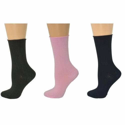 Women's Bamboo Socks - Roll Top Colorful Crew