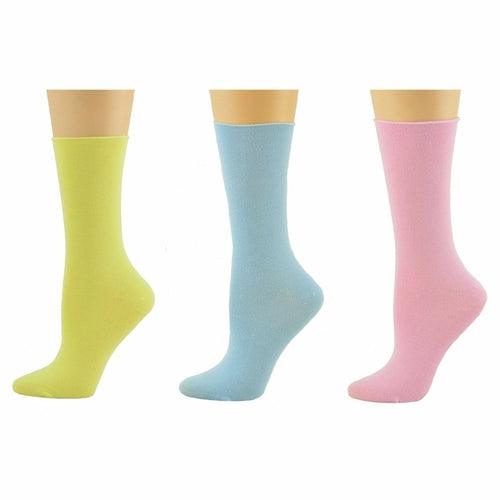 Women's Bamboo Socks - Roll Top Colorful Crew