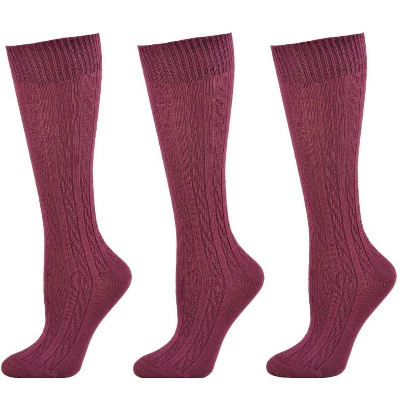 Women's Knee High Socks in Classic Cotton Cable Knit, School Uniform