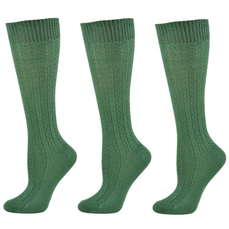 Women's Knee High Socks in Classic Cotton Cable Knit, School Uniform