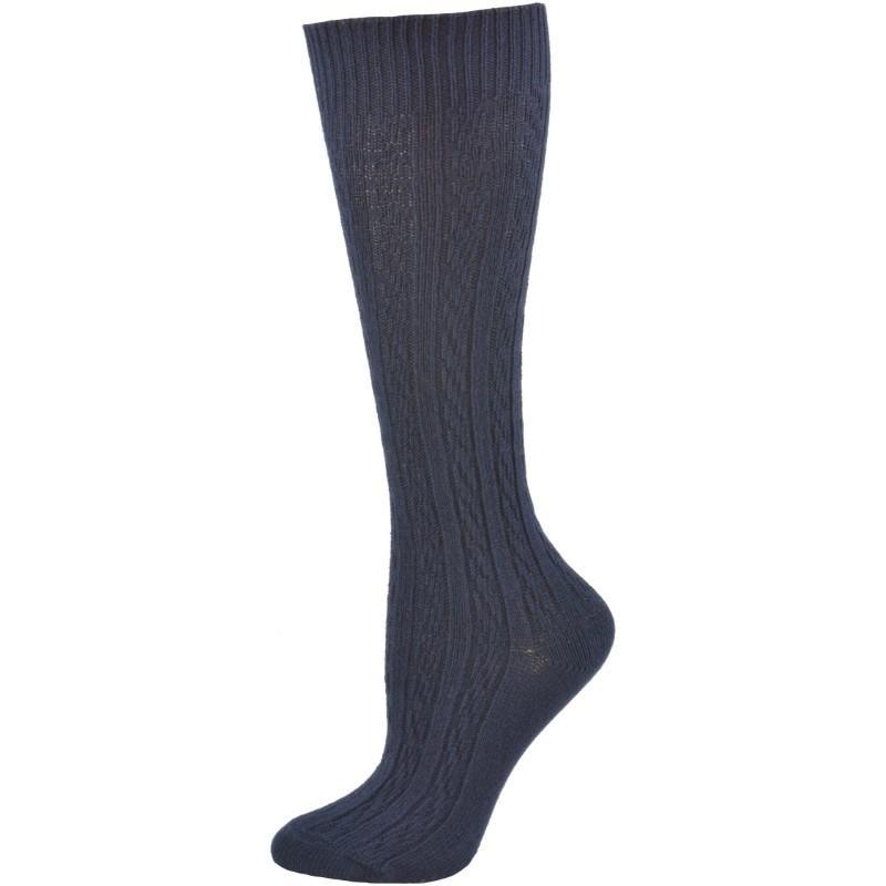 Women's Knee High Socks in Classic Cotton Cable Knit, School Uniform