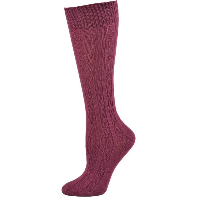 Women's Knee High Socks in Classic Cotton Cable Knit, School Uniform