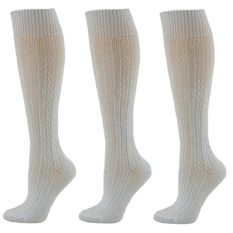 Women's Knee High Socks in Classic Cotton Cable Knit, School Uniform