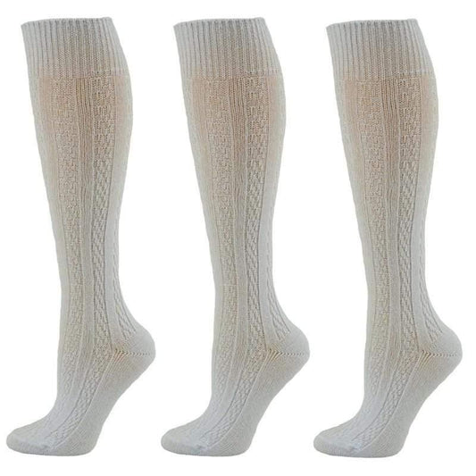 Women's Knee High Socks in Classic Cotton Cable Knit, School Uniform