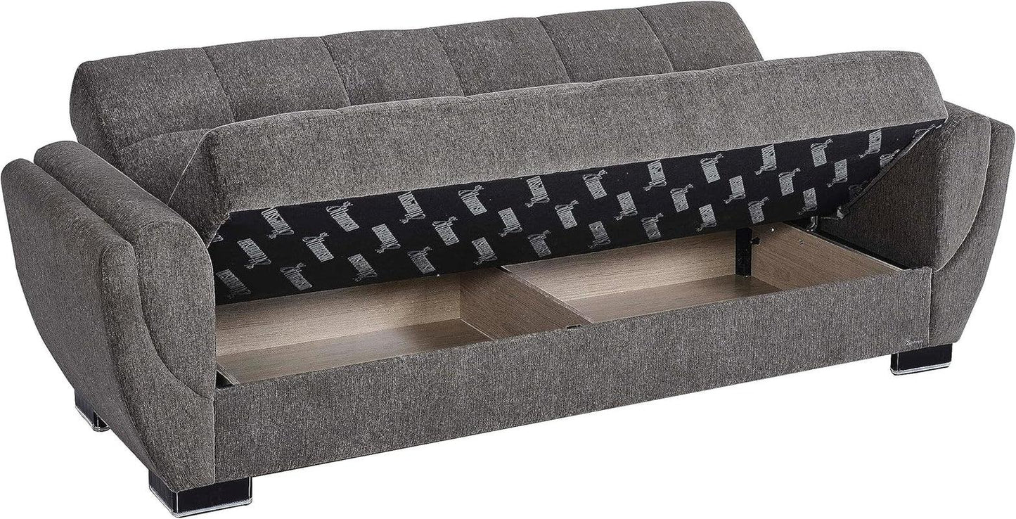 Sofá cama Legacy Air gris, tapizado y con espacio de almacenaje