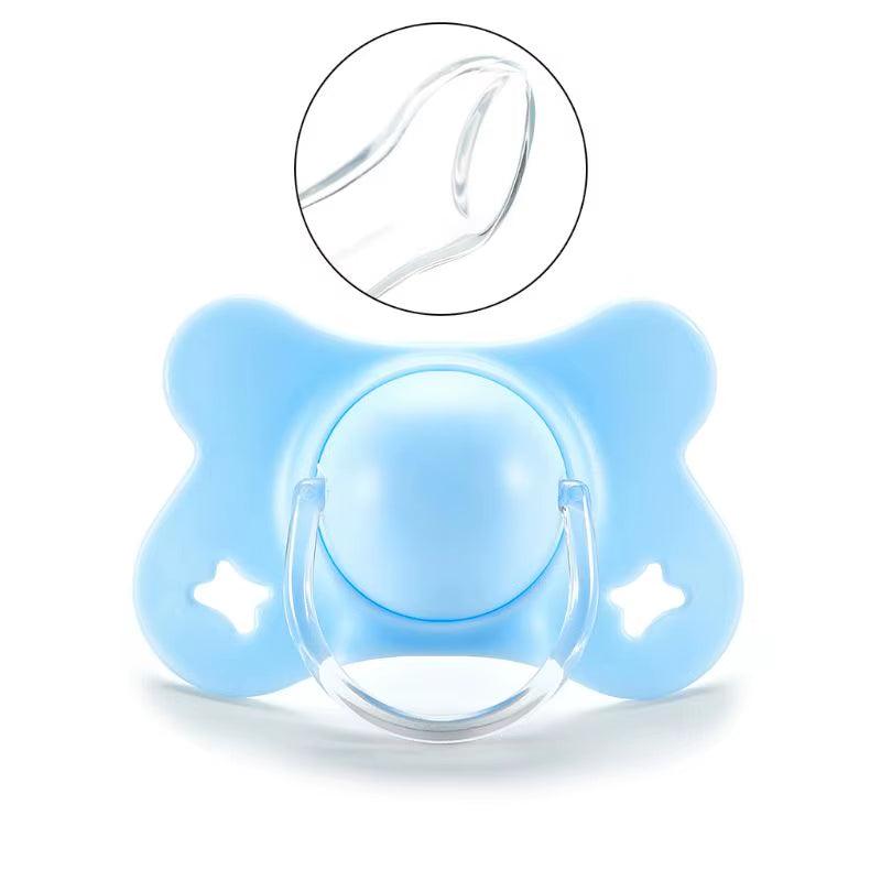 Baby Silicone Pacifier Flat Teat Newborn for Butterfly Infant Baby Nipples Flat round for Head Soother X90C