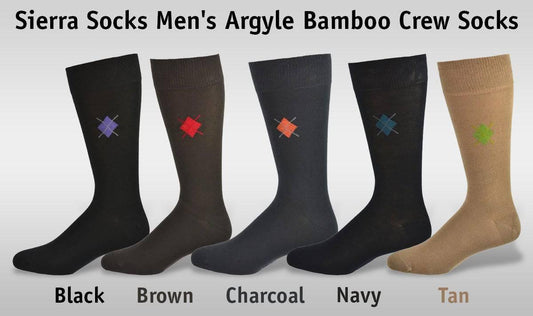 Men's Argyle Rayon Crew Socks