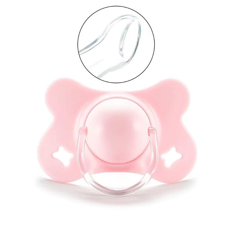 Baby Silicone Pacifier Flat Teat Newborn for Butterfly Infant Baby Nipples Flat round for Head Soother X90C