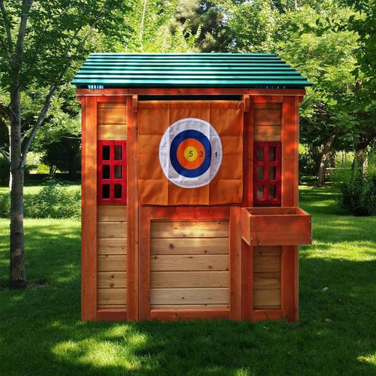 Casa de juegos al aire libre para niños y niñas de 3 a 8 años, casa de juegos de madera