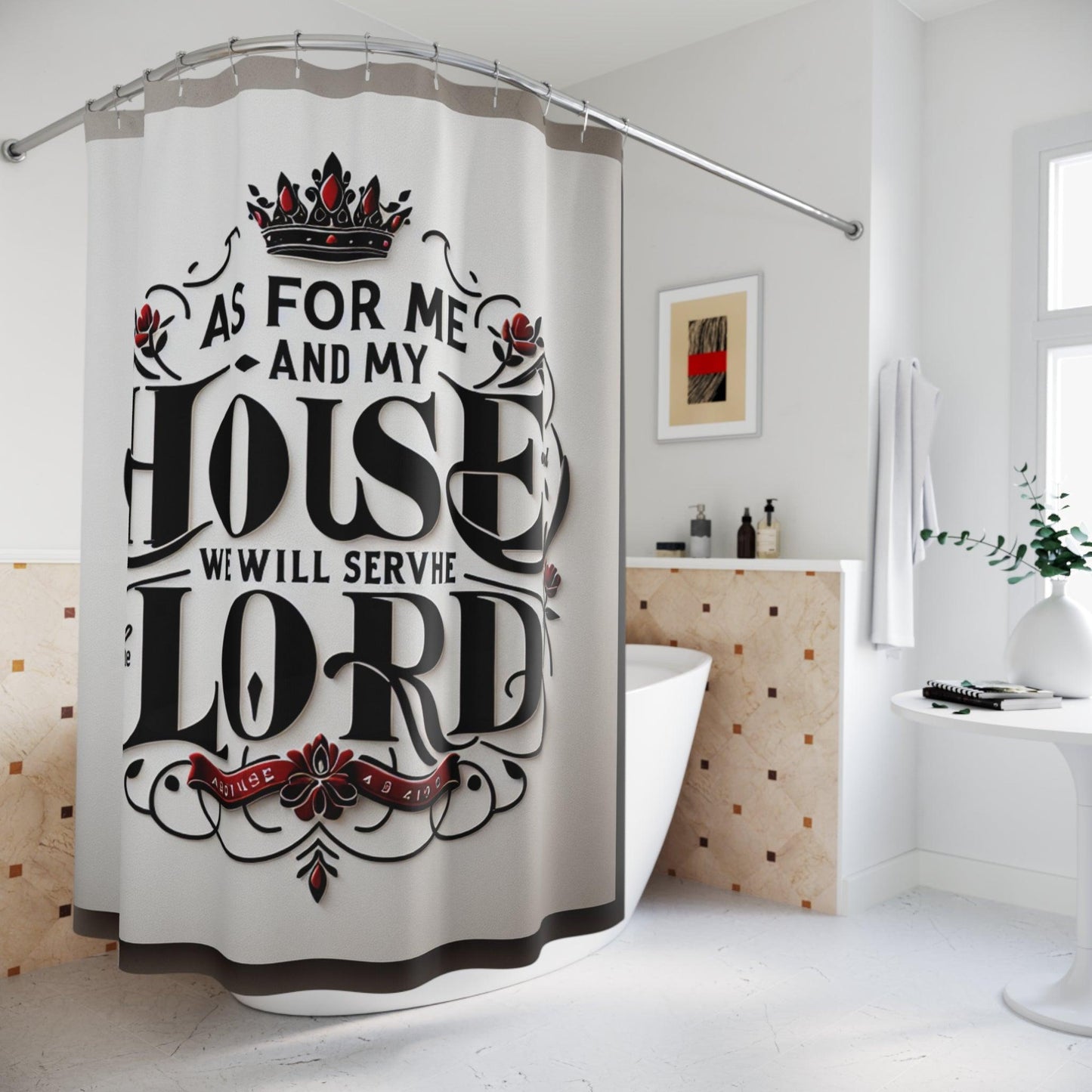 Uniquely designed shower curtain by Hephzibah House