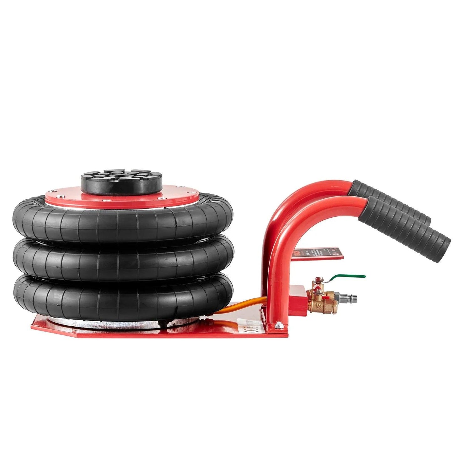 VEVOR Air Jack, 3 Ton/6600 Lbs Triple Bag Air Jack, Airbag Jack with Six Steel Pipes, Lift up to 17.7 Inch/450 Mm, 3-5 S Fast Lifting Pneumatic Jack, with Side Handles for Car, Garage, Repair (Red)