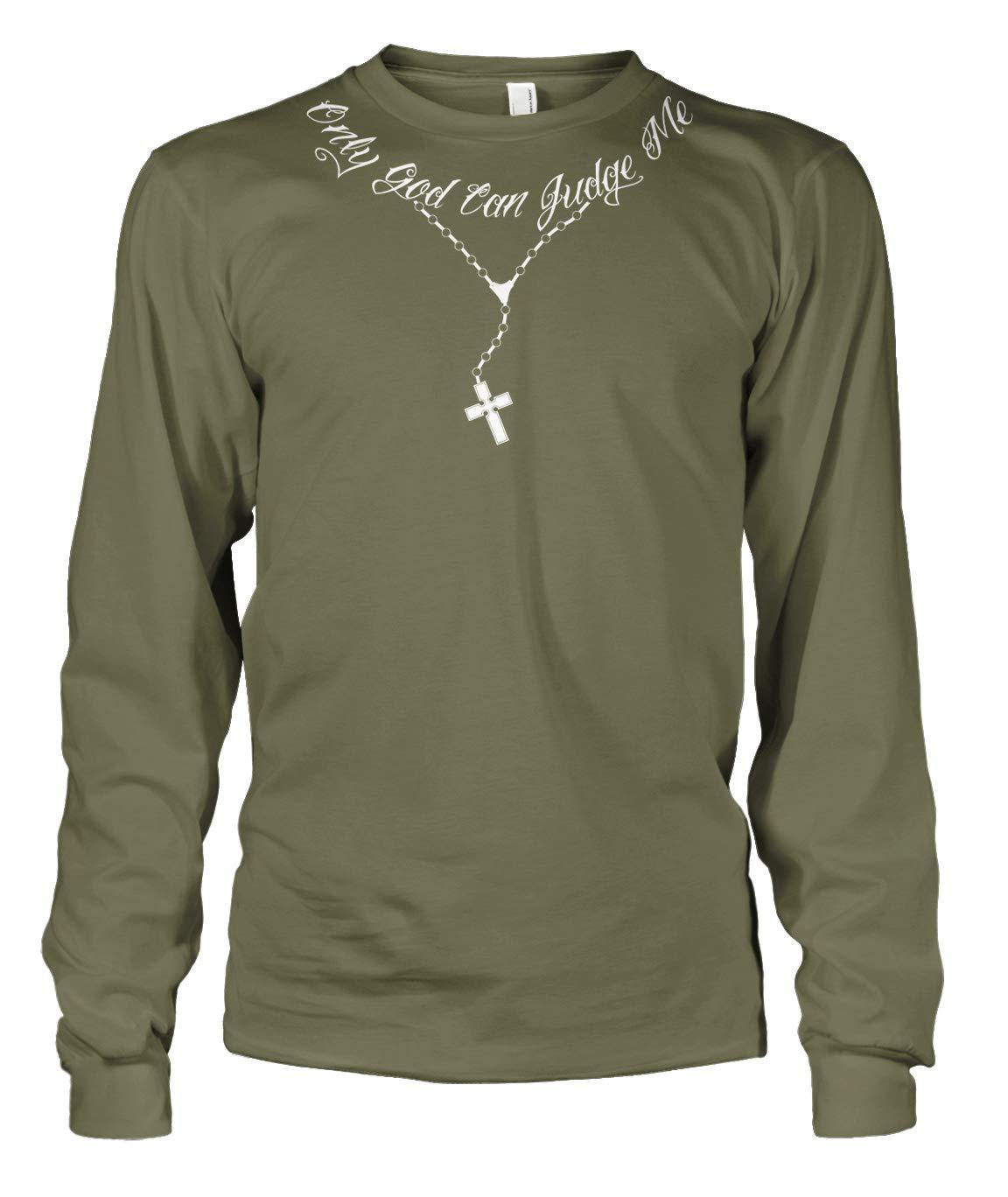 Cybertela Men's Only God Can Judge Me Tattoo Necklace Long Sleeve T-Shirt