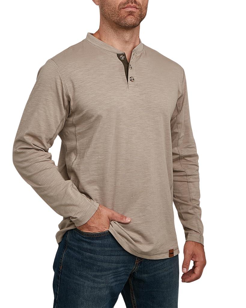 Camisas de manga larga Venado Henley para hombre - Camiseta Henley para hombre con material flexible 