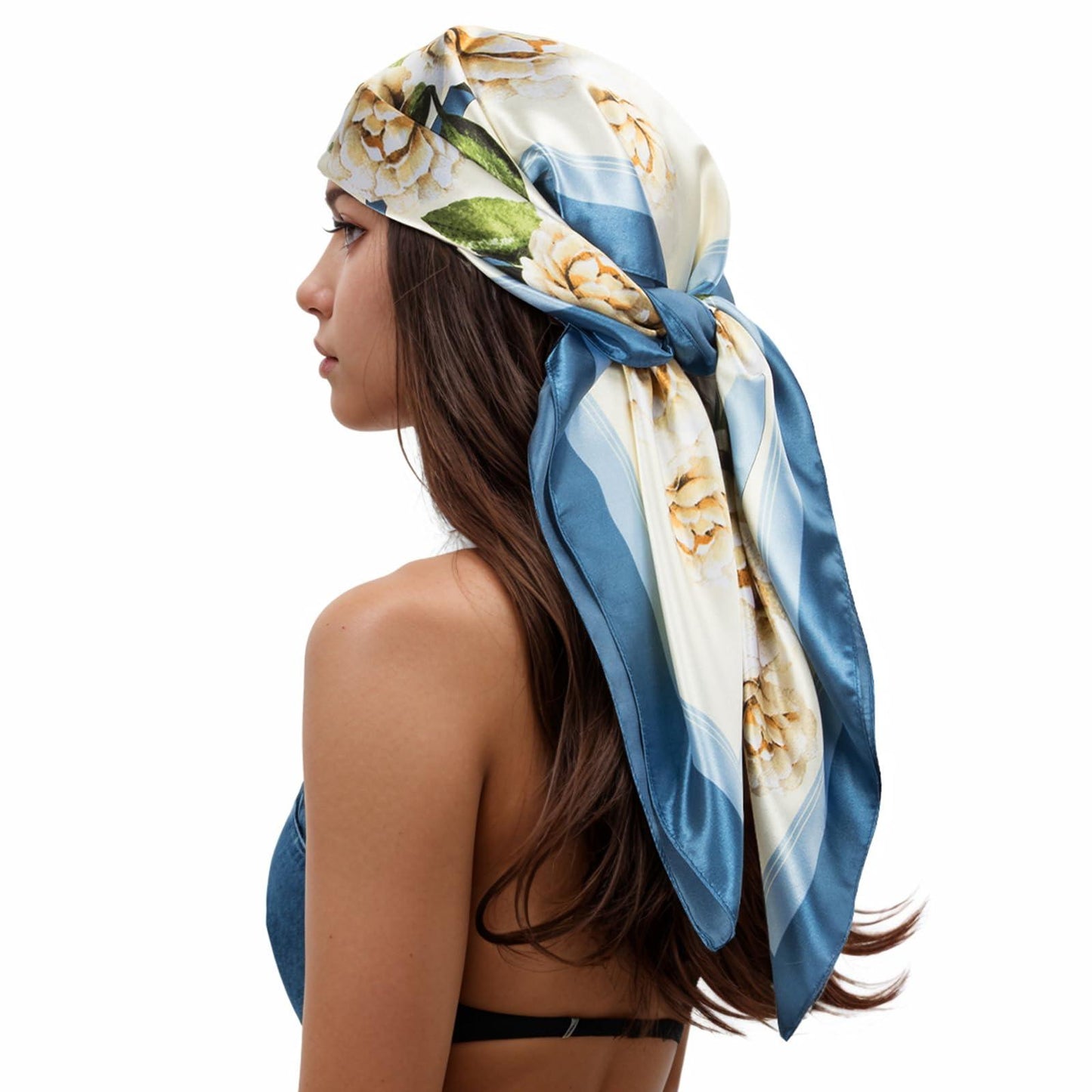 RIIQIICHY Head Scarf for Women Like Silk Scarf Hair Scarf Printed Square Scarf Bandanas for Women 35 Inches