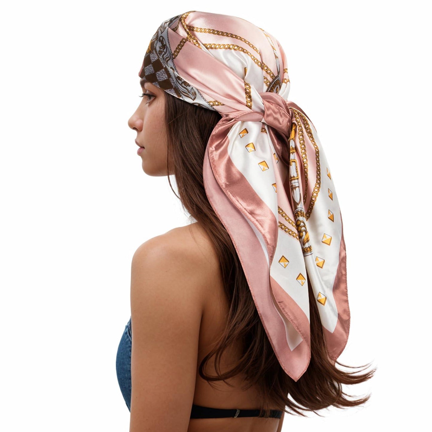 RIIQIICHY Head Scarf for Women Like Silk Scarf Hair Scarf Printed Square Scarf Bandanas for Women 35 Inches