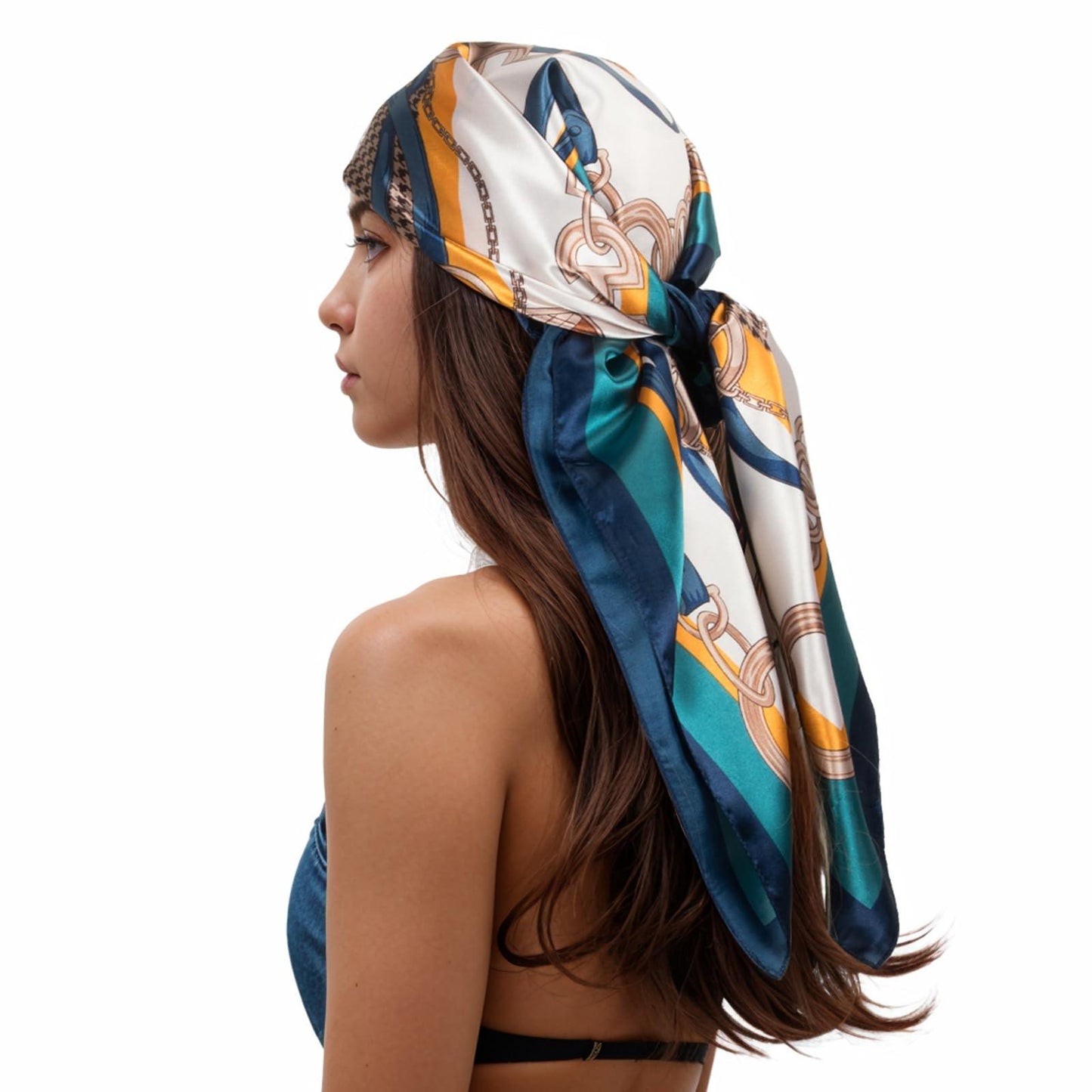 RIIQIICHY Head Scarf for Women Like Silk Scarf Hair Scarf Printed Square Scarf Bandanas for Women 35 Inches