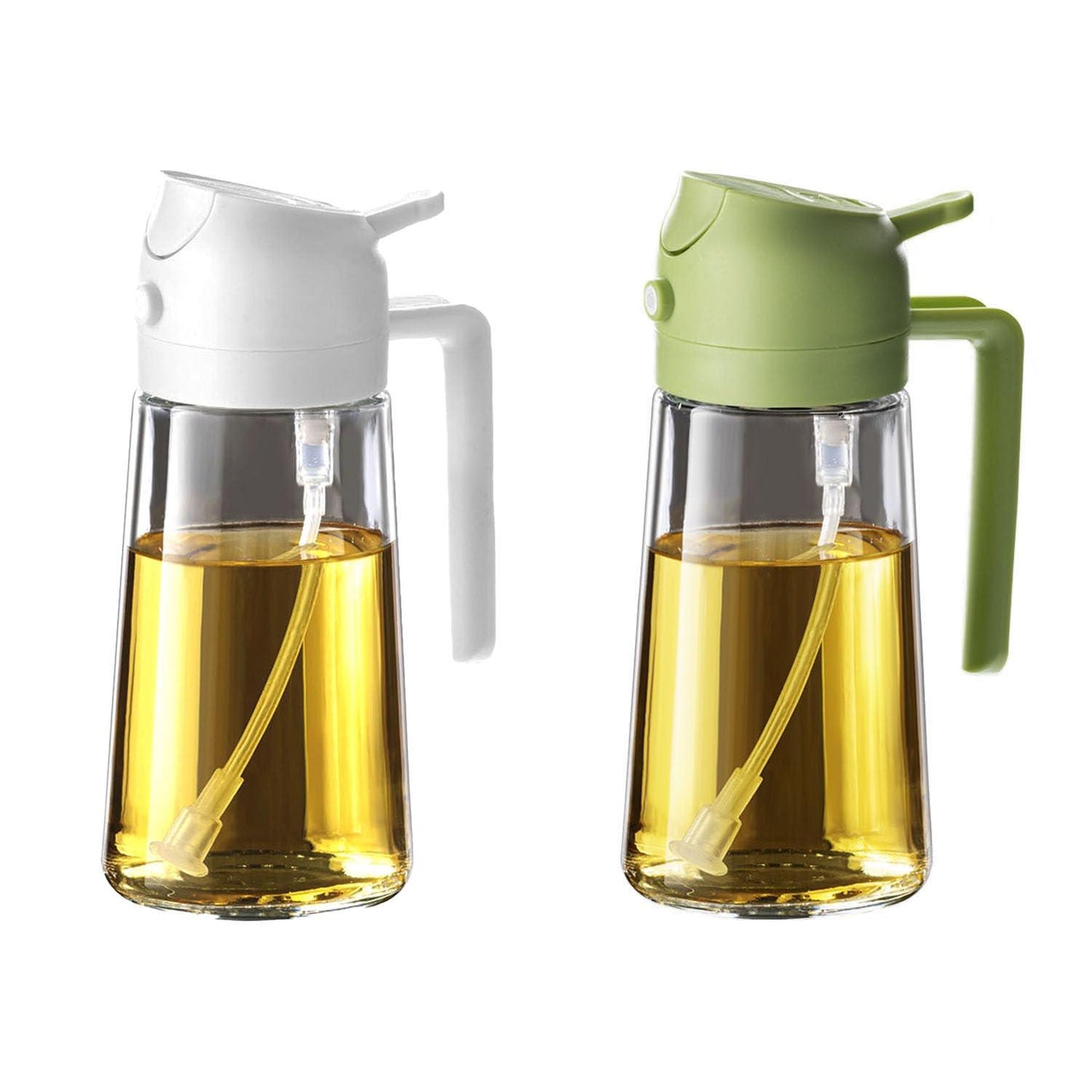 TrendPlain 16oz/470ml Olive Oil Sprayer for Cooking - 2 in 1 Olive Oil Dispenser for Kitchen Gadgets, Air Fryer, Salad, and BBQ - 2 Black