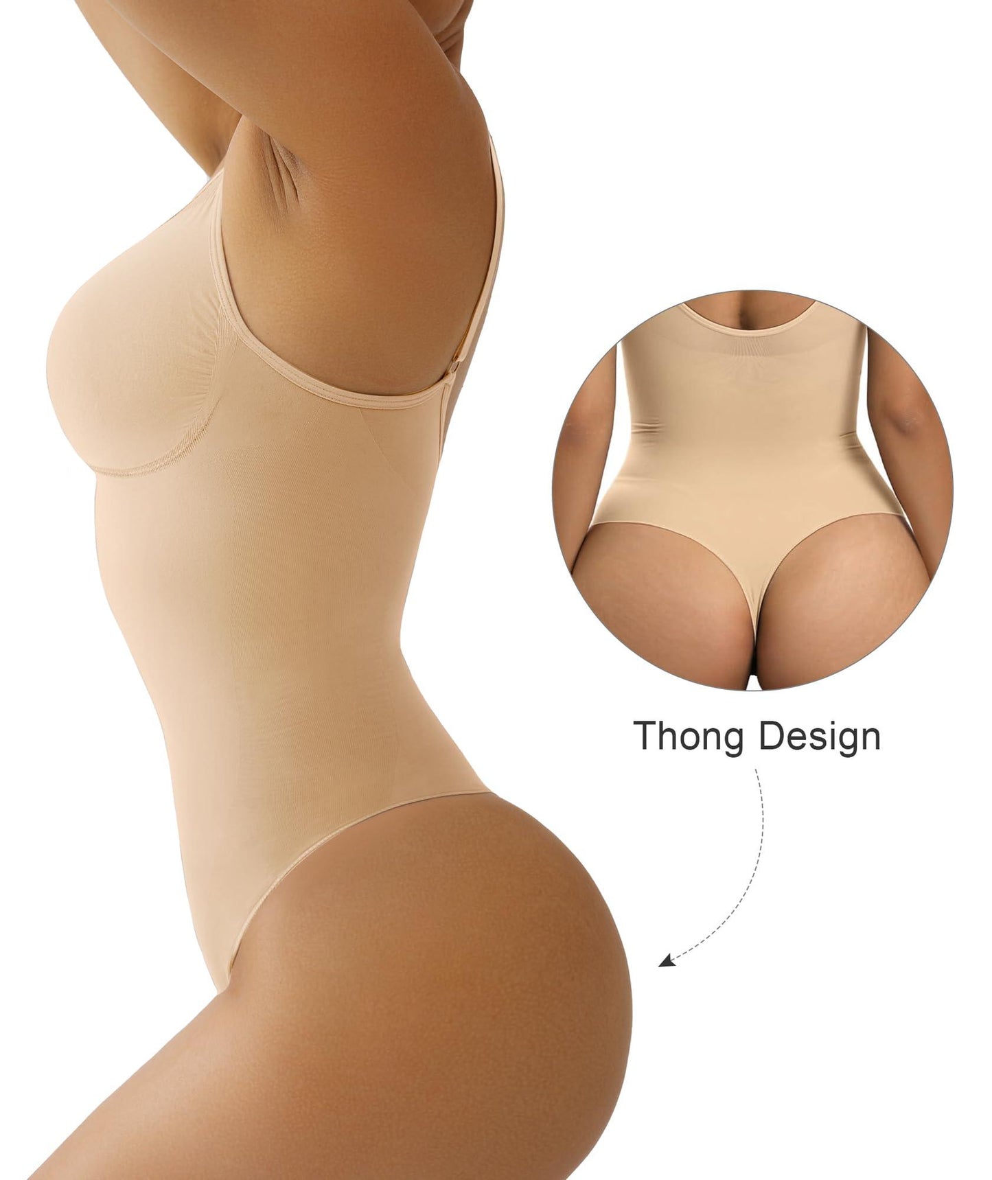 SHAPERX Women's Shapewear Bodysuit Tummy Control Body Shaper Seamless Sculpting Snatched Waist Body Suit