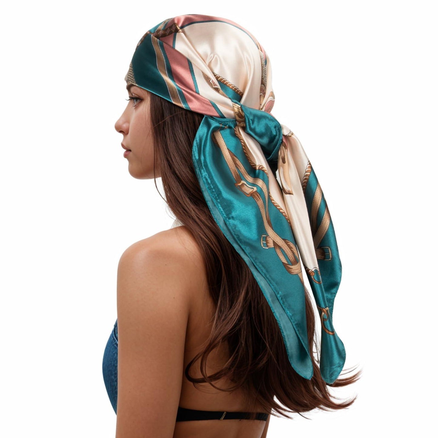 RIIQIICHY Head Scarf for Women Like Silk Scarf Hair Scarf Printed Square Scarf Bandanas for Women 35 Inches