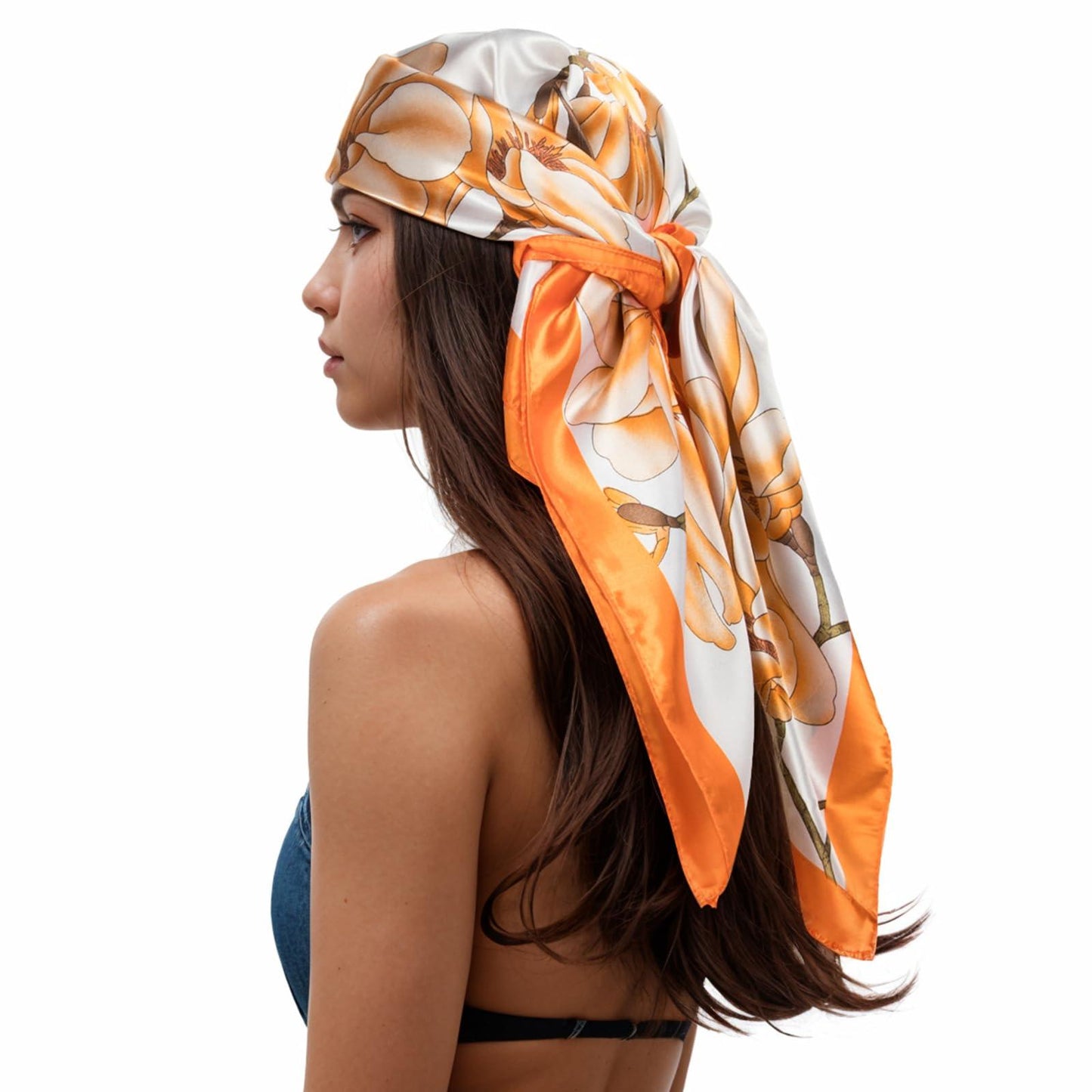 RIIQIICHY Head Scarf for Women Like Silk Scarf Hair Scarf Printed Square Scarf Bandanas for Women 35 Inches