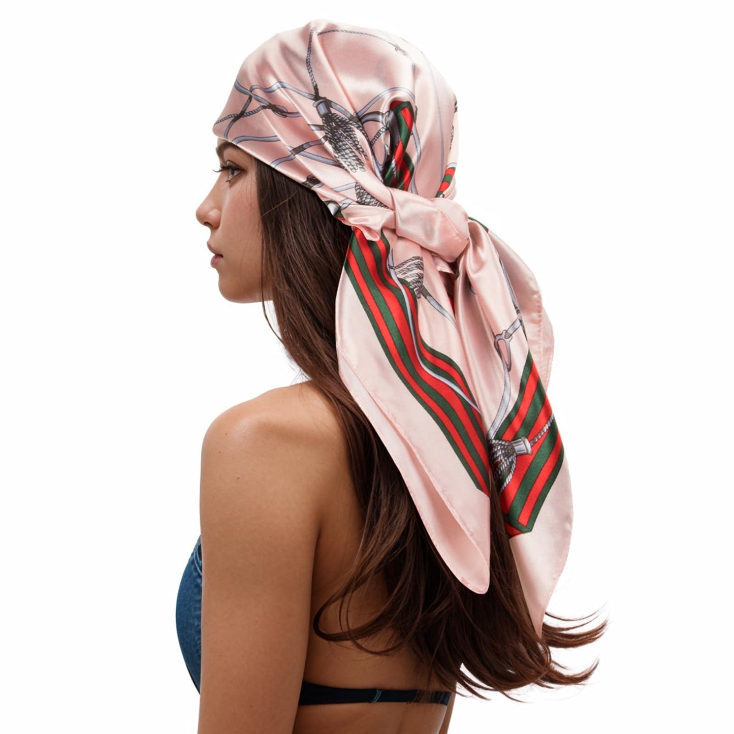 RIIQIICHY Head Scarf for Women Like Silk Scarf Hair Scarf Printed Square Scarf Bandanas for Women 35 Inches