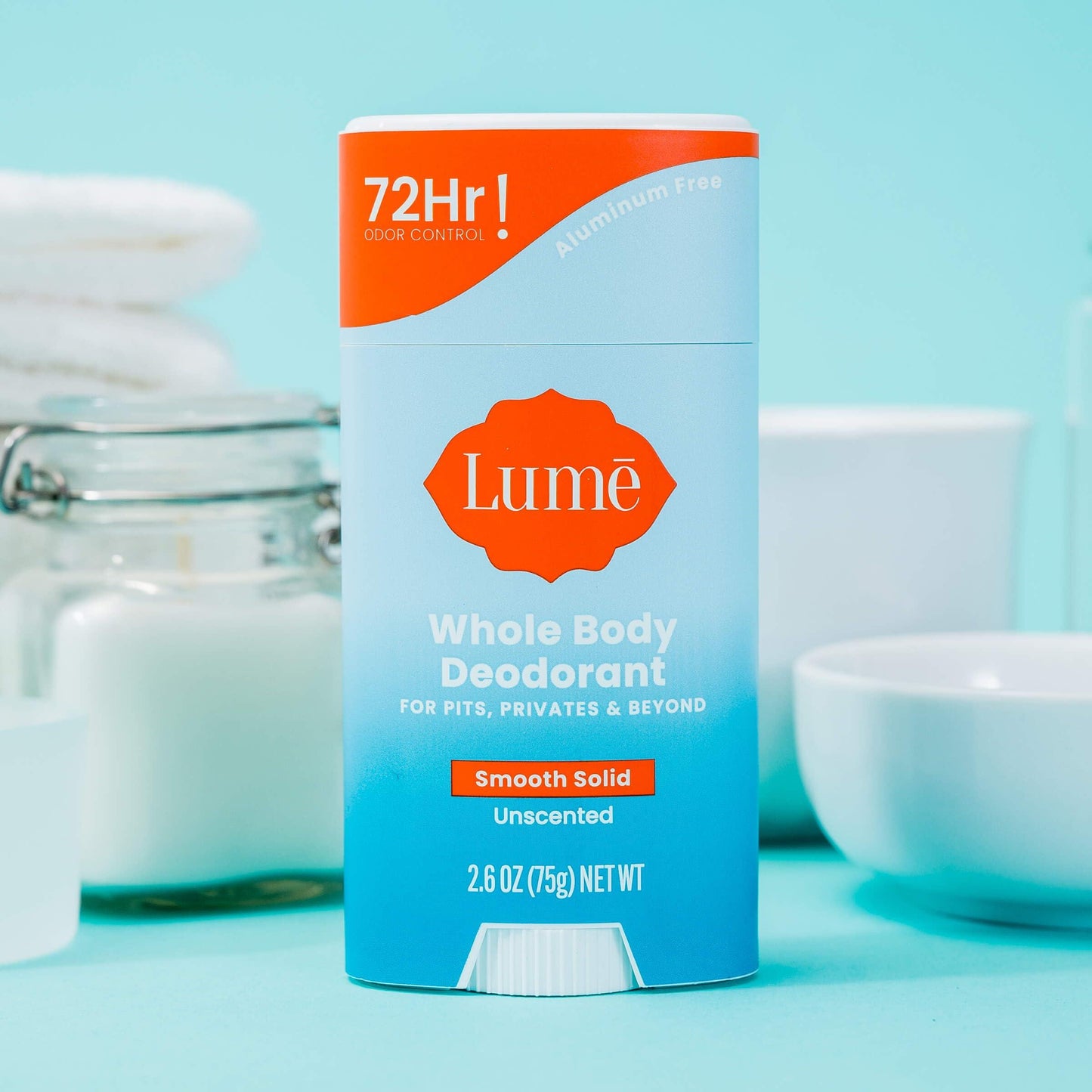 Lume Whole Body Deodorant - Smooth Solid Stick - 72 Hour Odor Control - Aluminum Free, Baking Soda Free and Skin Safe - 2.6 Ounce (Pack of 2) (Clean Tangerine)