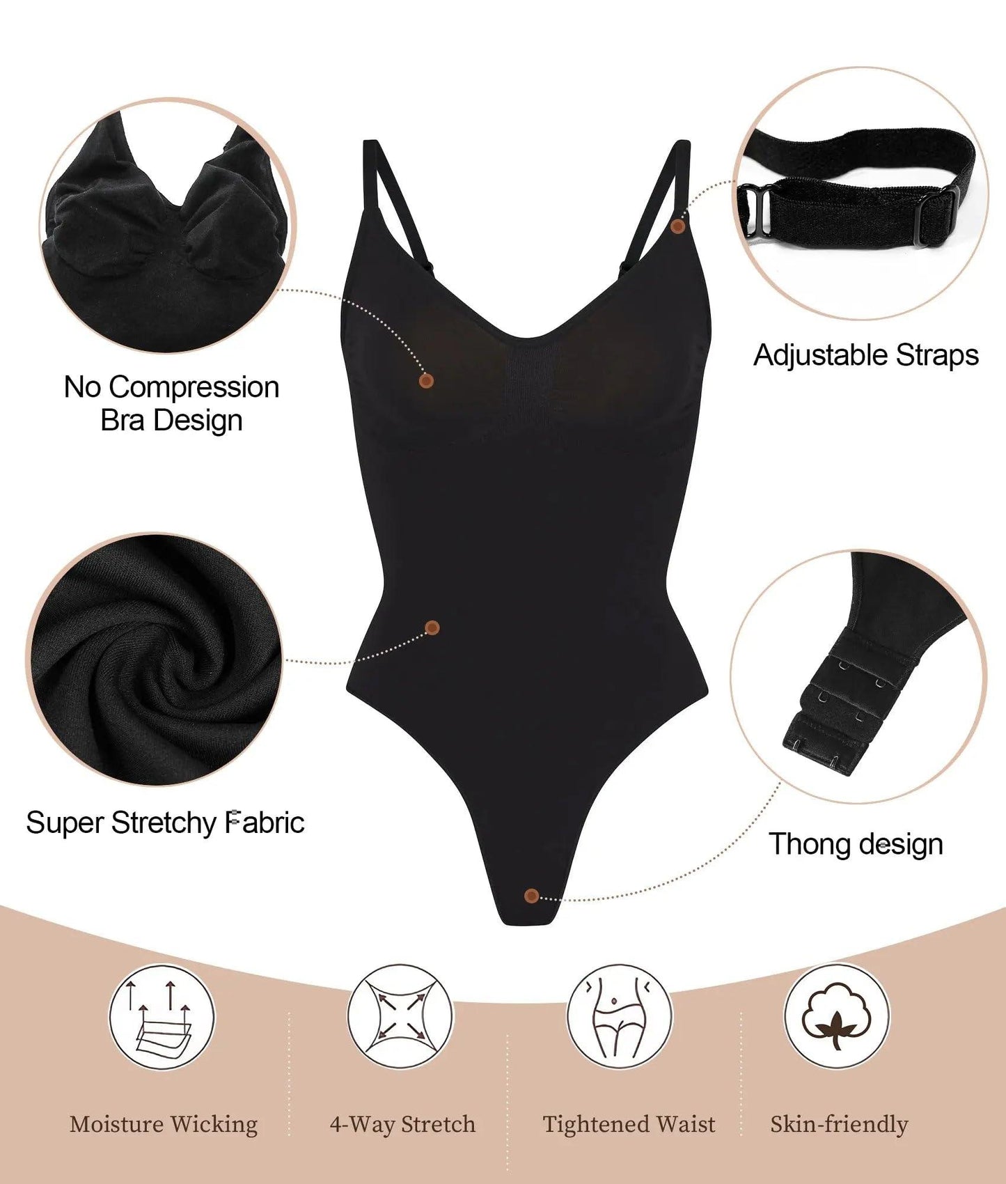 SHAPERX Women's Shapewear Bodysuit Tummy Control Body Shaper Seamless Sculpting Snatched Waist Body Suit