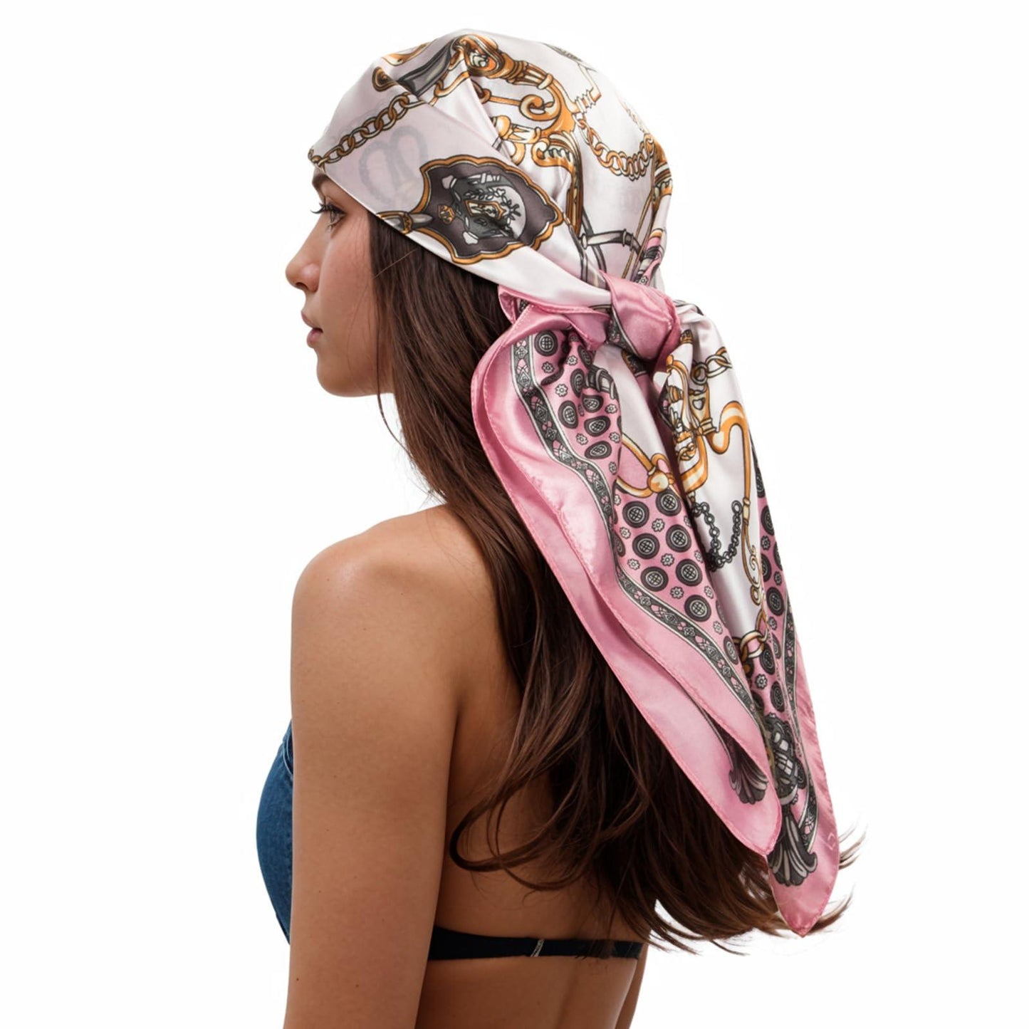 RIIQIICHY Head Scarf for Women Like Silk Scarf Hair Scarf Printed Square Scarf Bandanas for Women 35 Inches