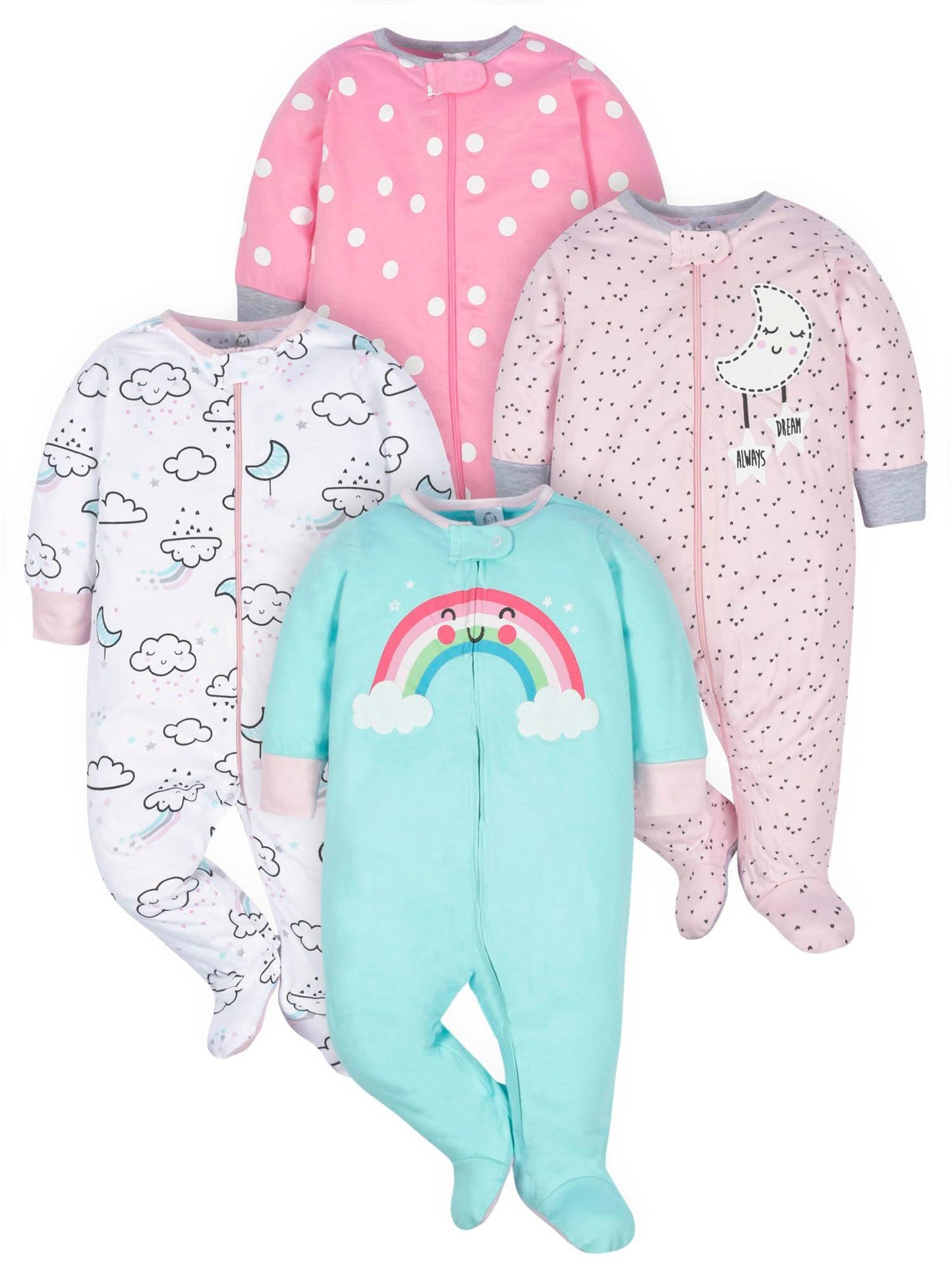 Gerber Baby Girls' 4 Pack Sleep 'N Play Footie