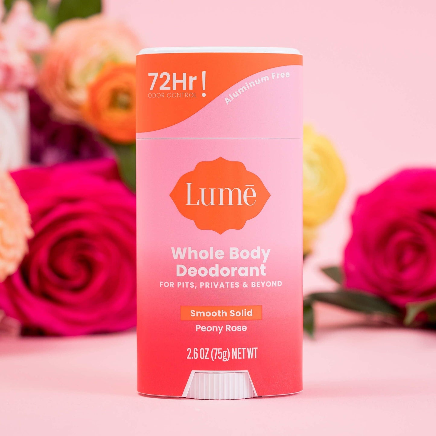 Lume Whole Body Deodorant - Smooth Solid Stick - 72 Hour Odor Control - Aluminum Free, Baking Soda Free and Skin Safe - 2.6 Ounce (Pack of 2) (Clean Tangerine)