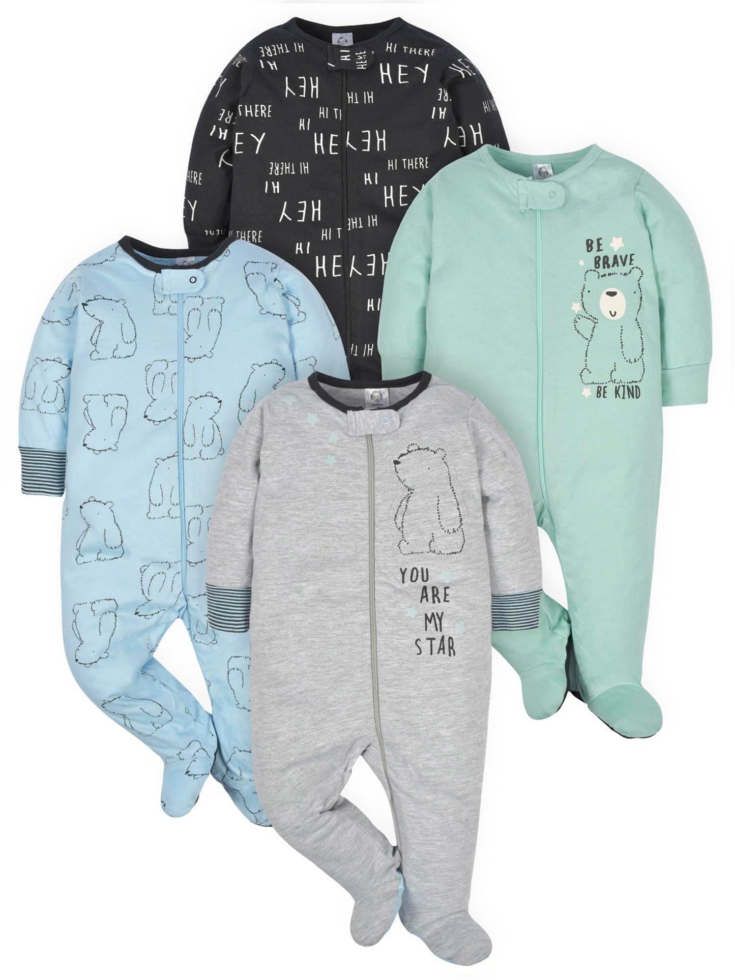 Pack de 4 pijamas para dormir y jugar de Gerber Baby Boys 