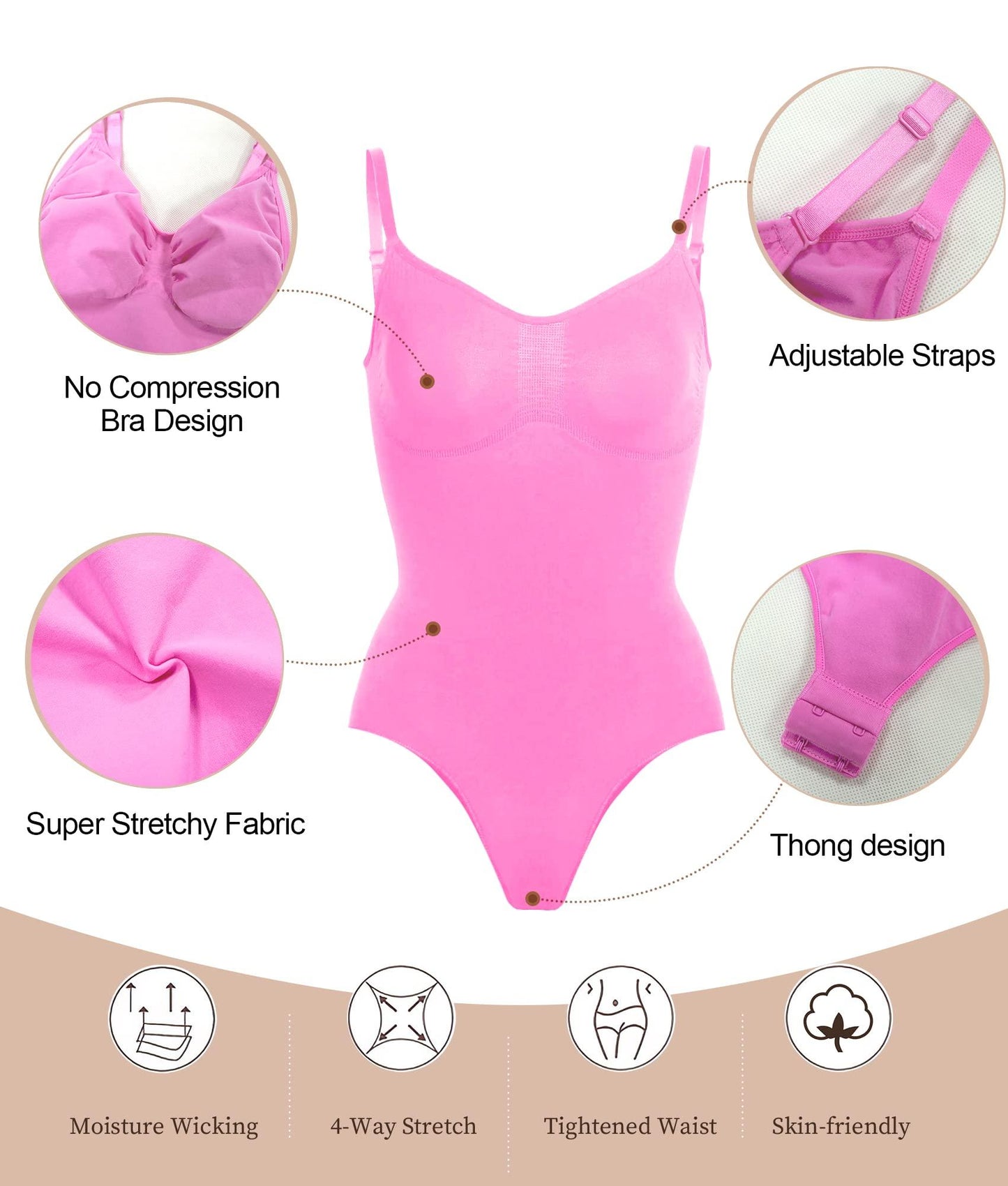 SHAPERX Women's Shapewear Bodysuit Tummy Control Body Shaper Seamless Sculpting Snatched Waist Body Suit