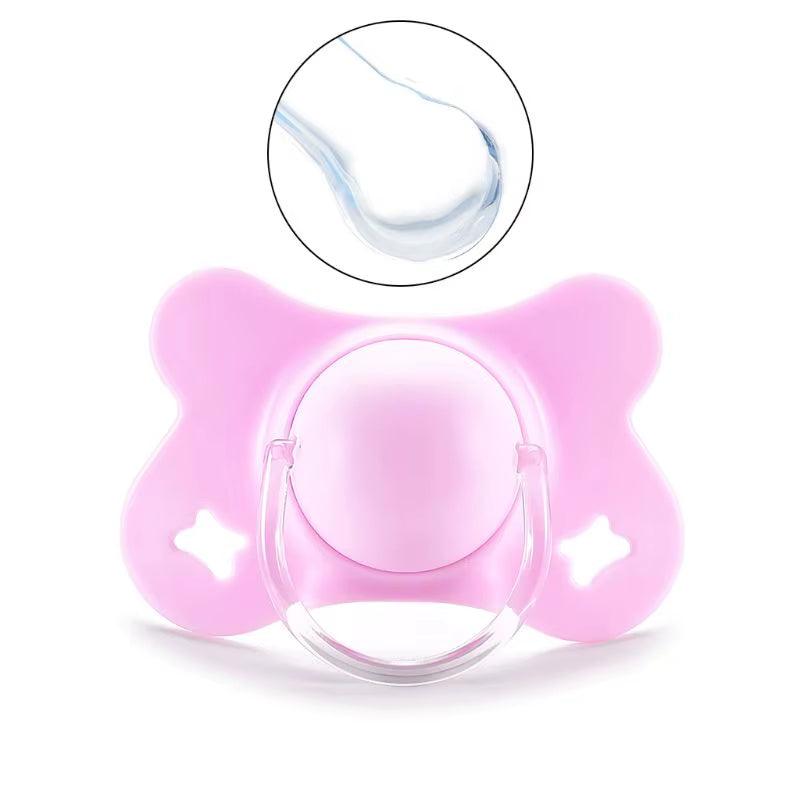 Baby Silicone Pacifier Flat Teat Newborn for Butterfly Infant Baby Nipples Flat round for Head Soother X90C