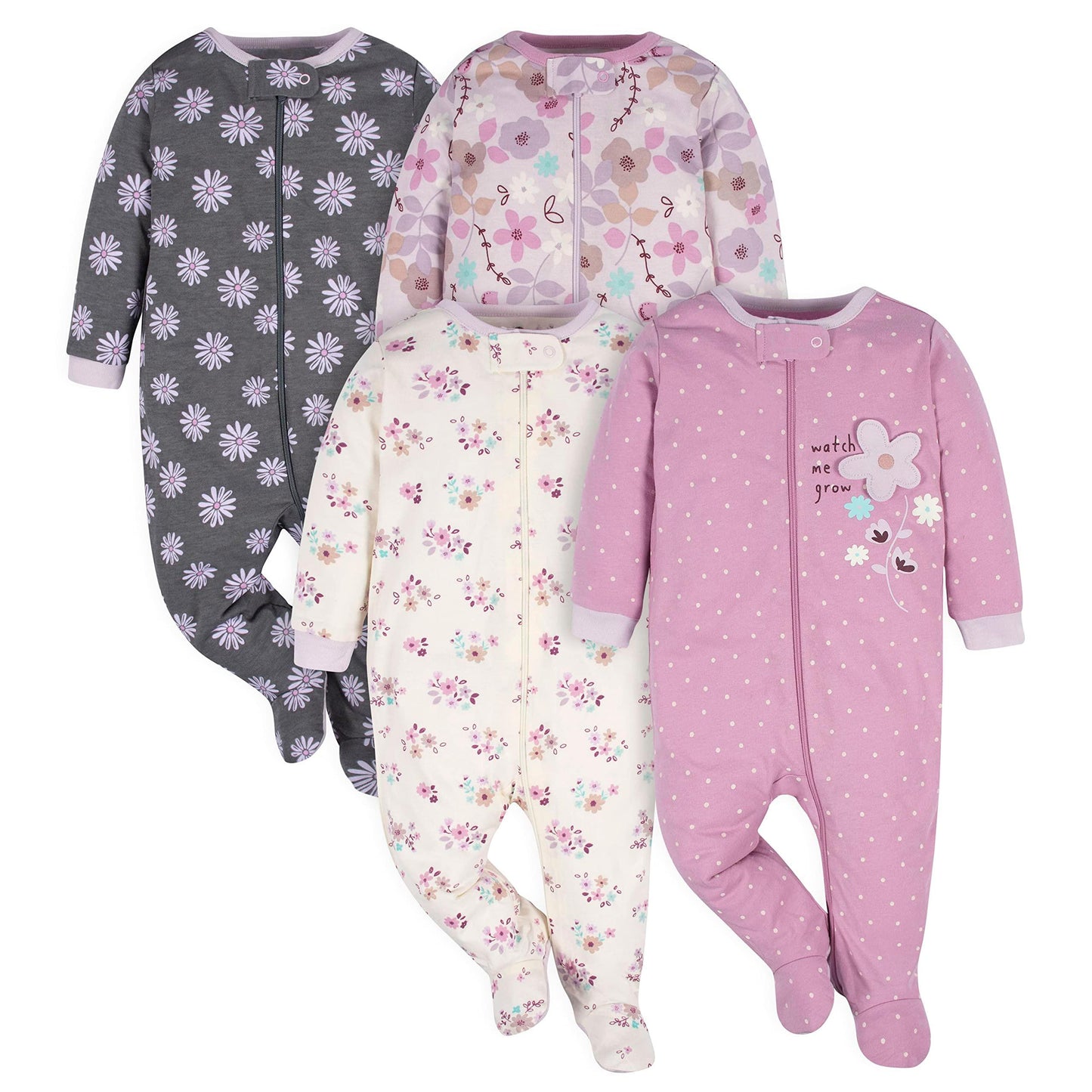 Gerber Baby Girls' 4 Pack Sleep 'N Play Footie