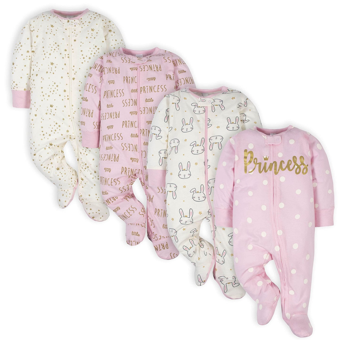 Gerber Baby Girls' 4 Pack Sleep 'N Play Footie