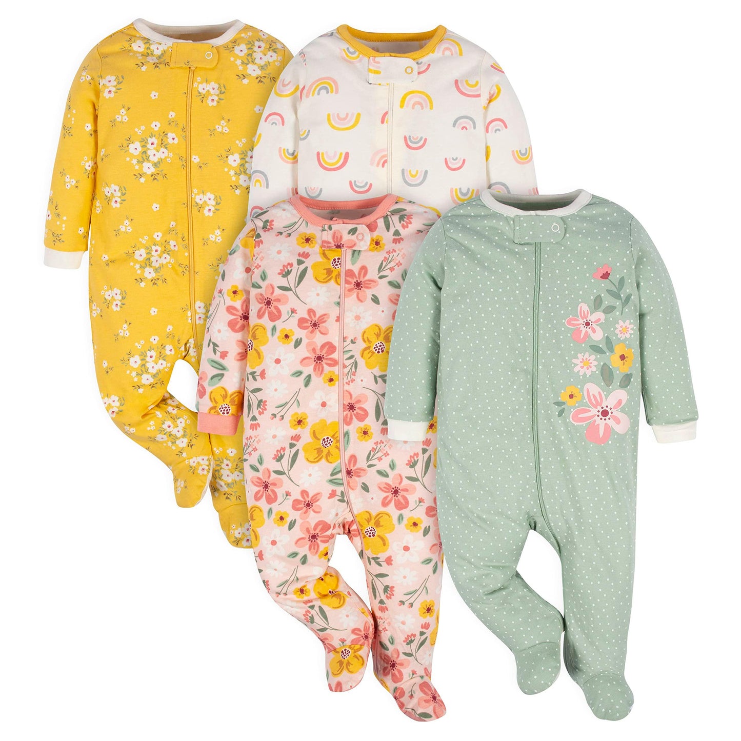 Gerber Baby Girls' 4 Pack Sleep 'N Play Footie