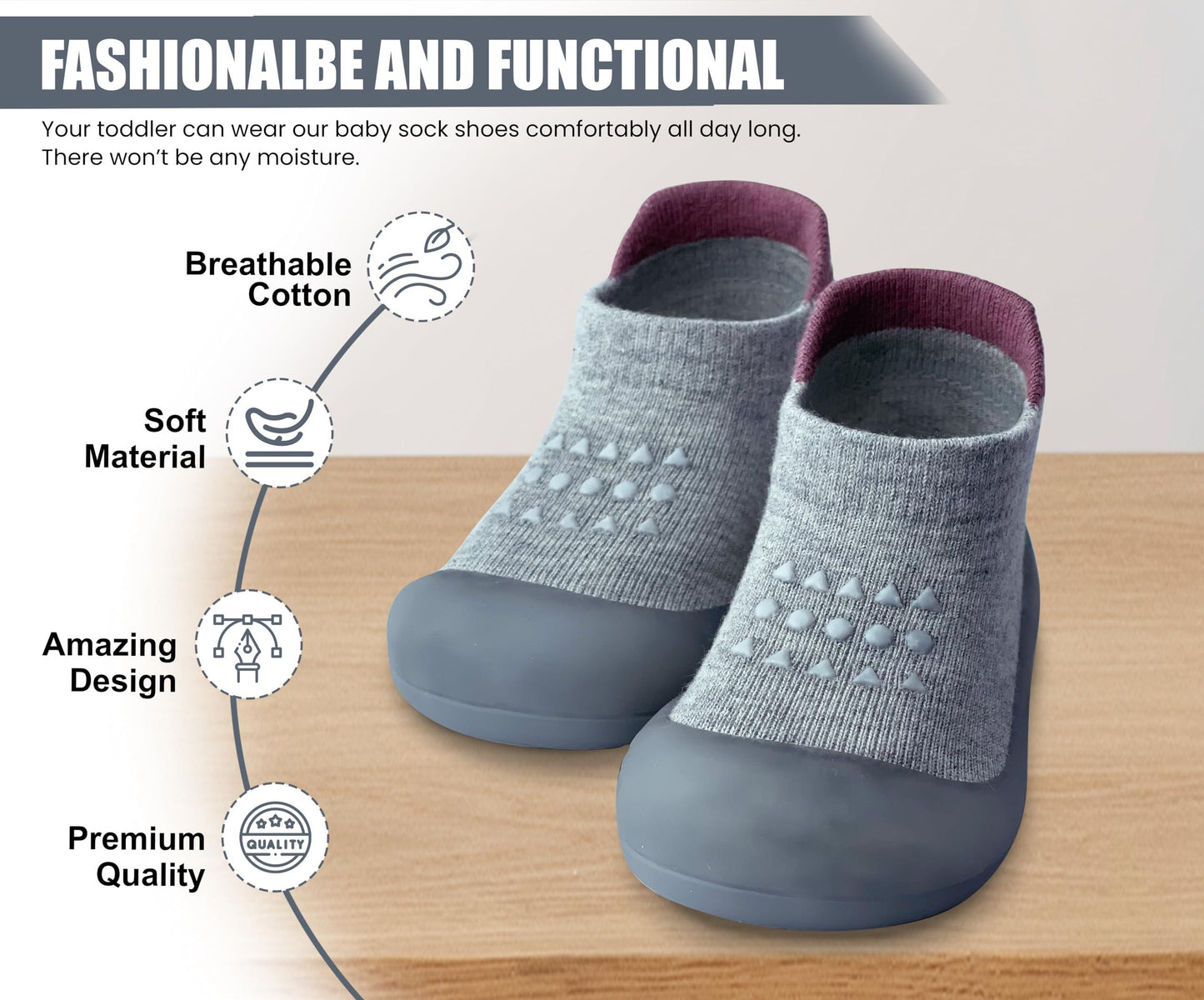 Baby Sock Shoes Boys Girls First Walking Shoes Non-Slip Slippers Soft Sole Sneakers Toddler Infant Babygirl