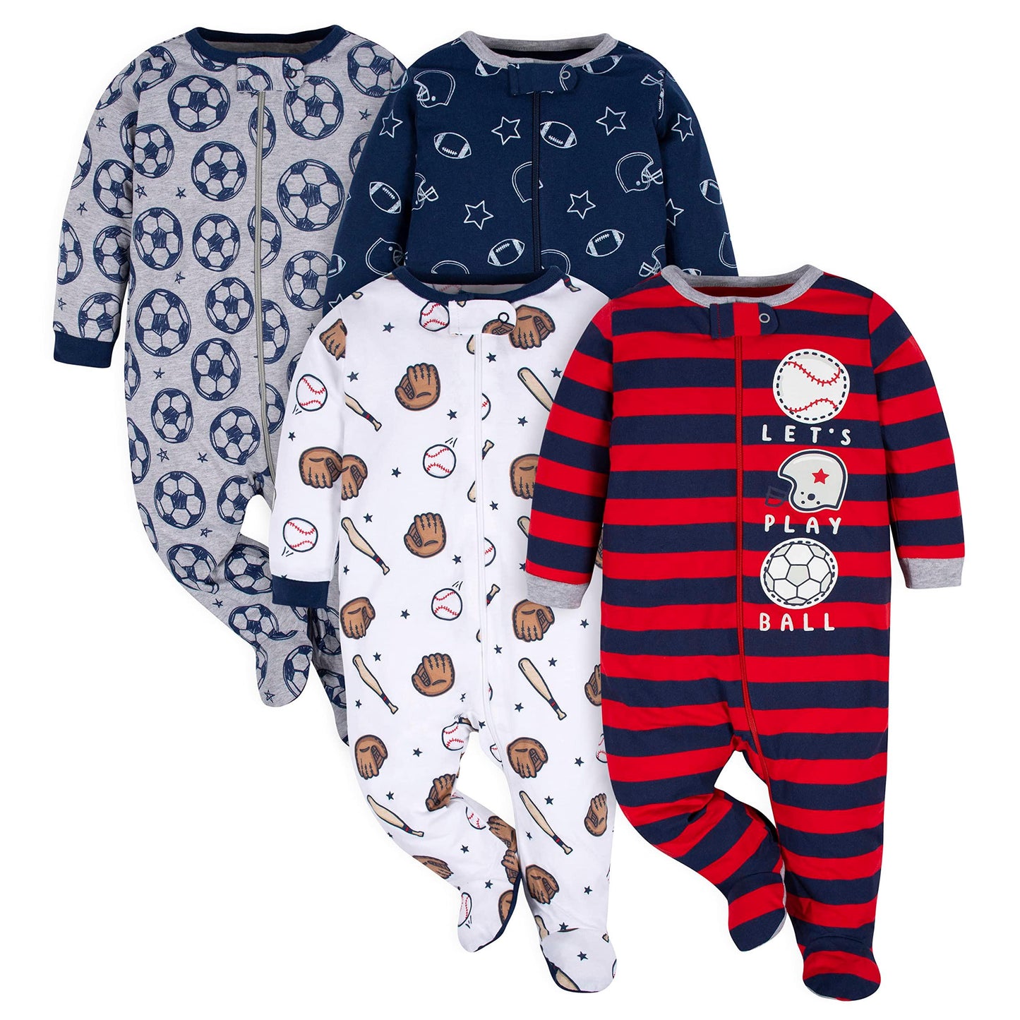 Pack de 4 pijamas para dormir y jugar de Gerber Baby Boys 