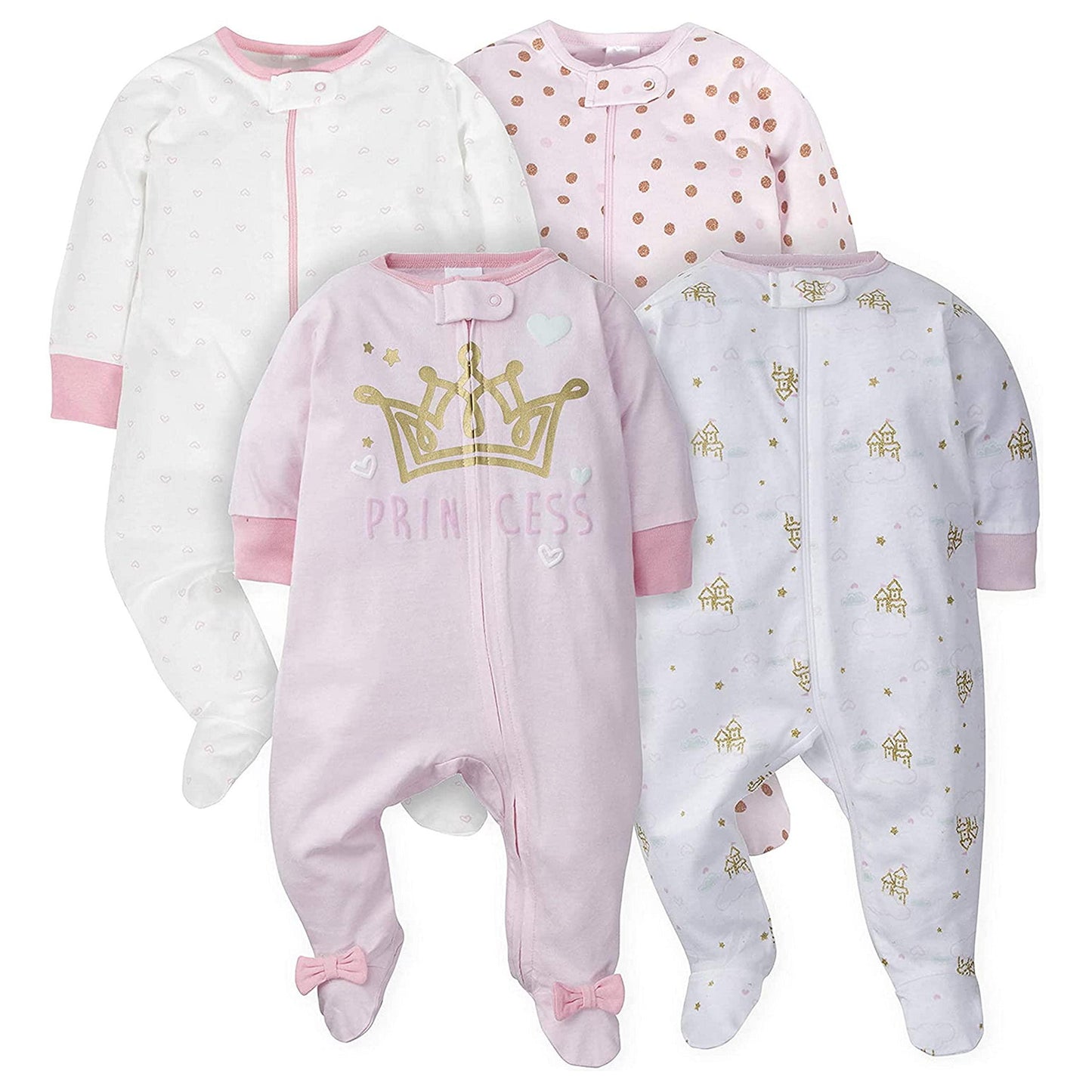 Gerber Baby Girls' 4 Pack Sleep 'N Play Footie