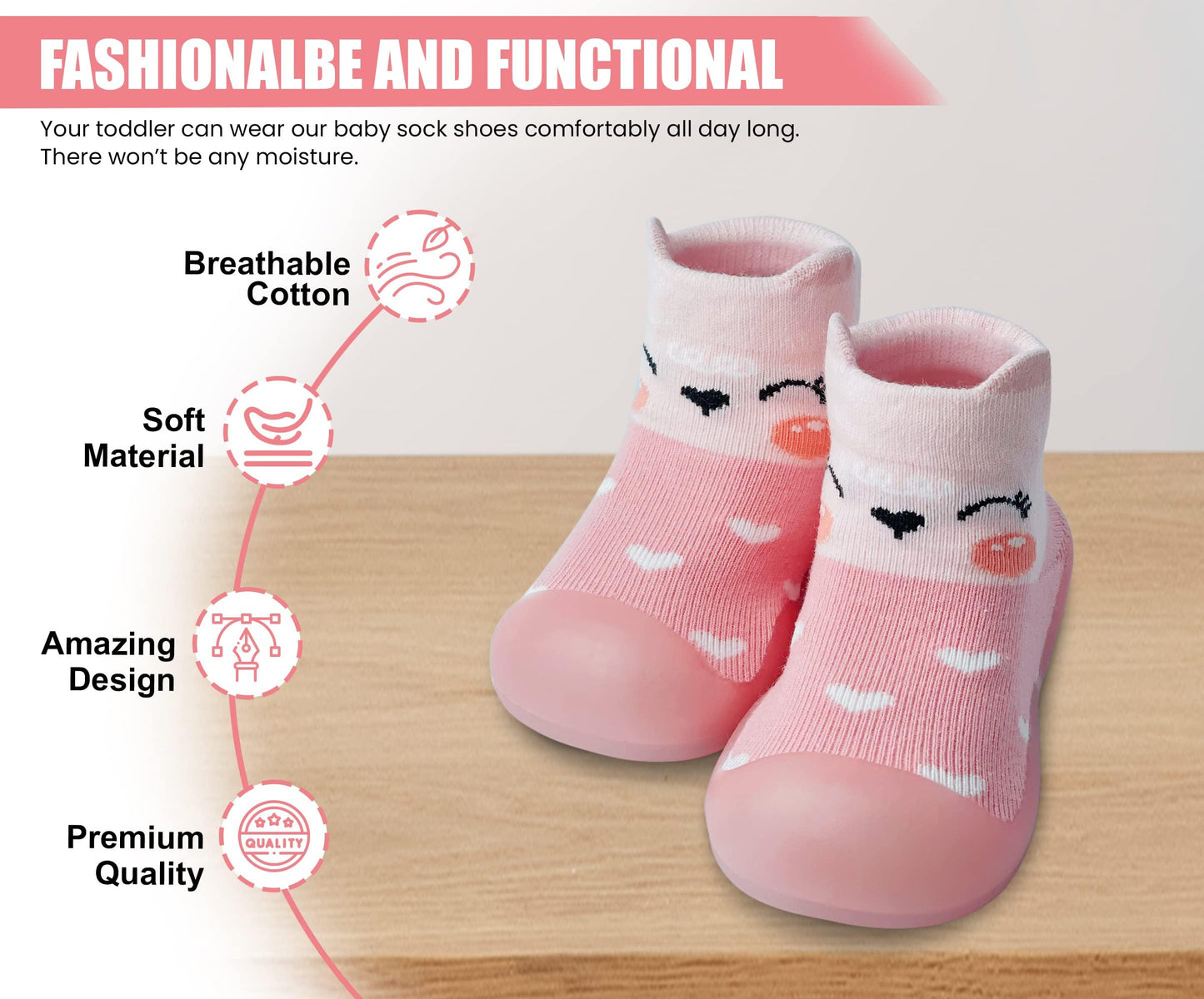 Baby Sock Shoes Boys Girls First Walking Shoes Non-Slip Slippers Soft Sole Sneakers Toddler Infant Babygirl