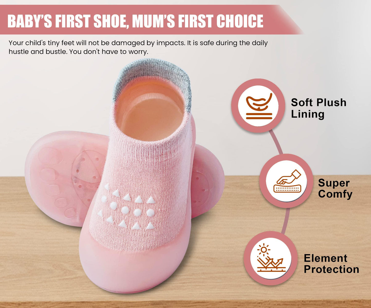 Baby Sock Shoes Boys Girls First Walking Shoes Non-Slip Slippers Soft Sole Sneakers Toddler Infant Babygirl