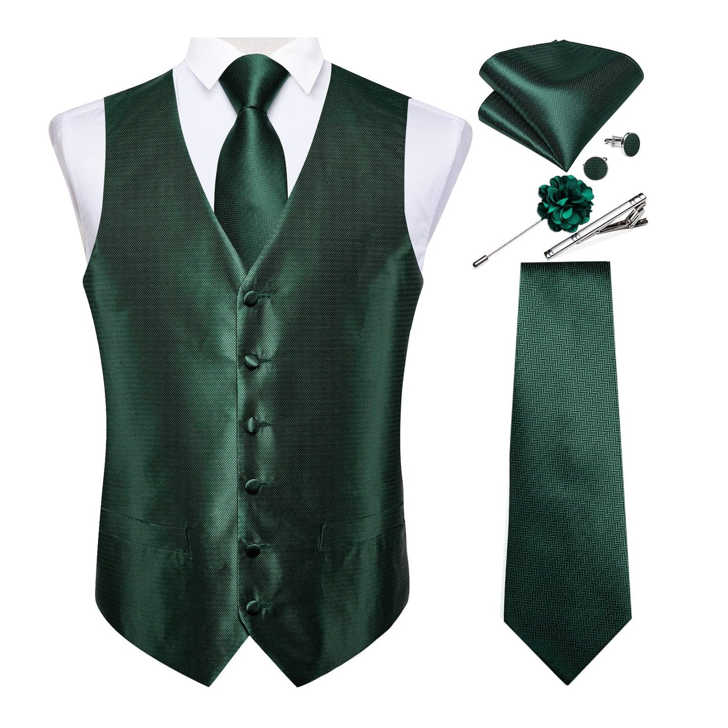 Conjunto de chaleco y corbata para hombre de DiBanGu, chaleco formal de cachemira y corbata, gemelos de bolsillo, chaleco de traje de seda para esmoquin de boda 