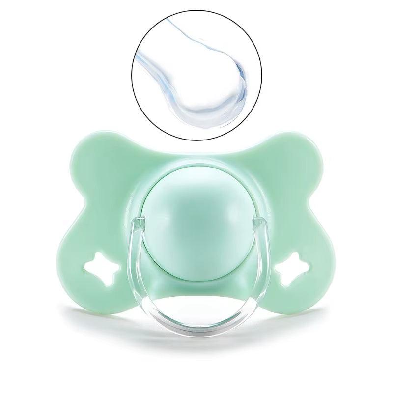 Baby Silicone Pacifier Flat Teat Newborn for Butterfly Infant Baby Nipples Flat round for Head Soother X90C