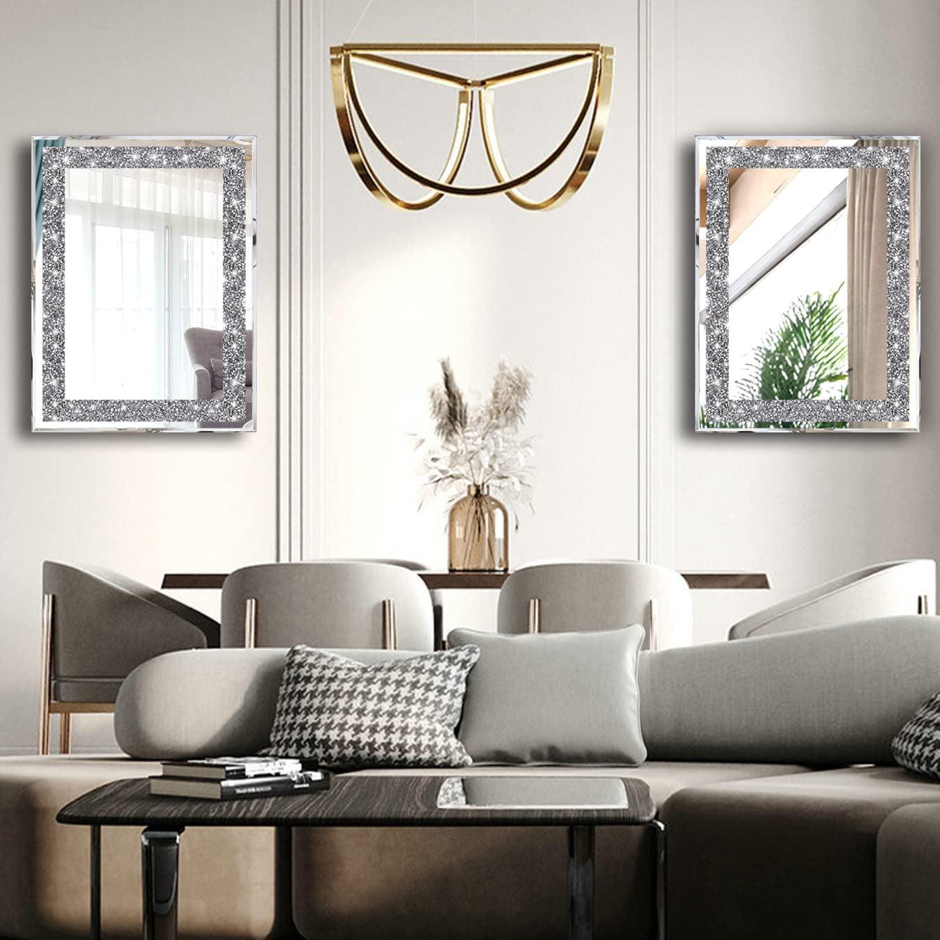 Silver Crush Diamond Wall Mirrors Decor Set