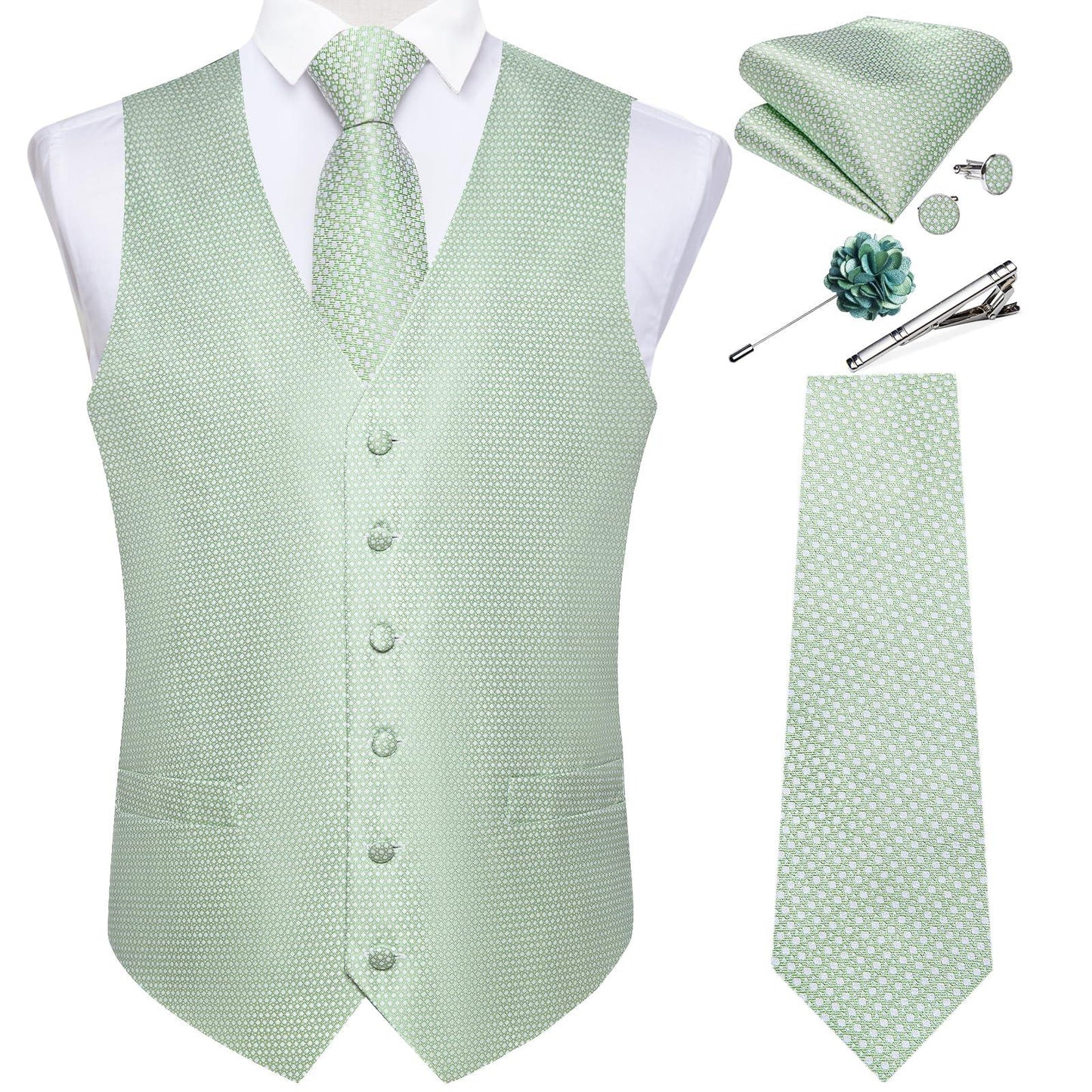 Conjunto de chaleco y corbata para hombre de DiBanGu, chaleco formal de cachemira y corbata, gemelos de bolsillo, chaleco de traje de seda para esmoquin de boda 