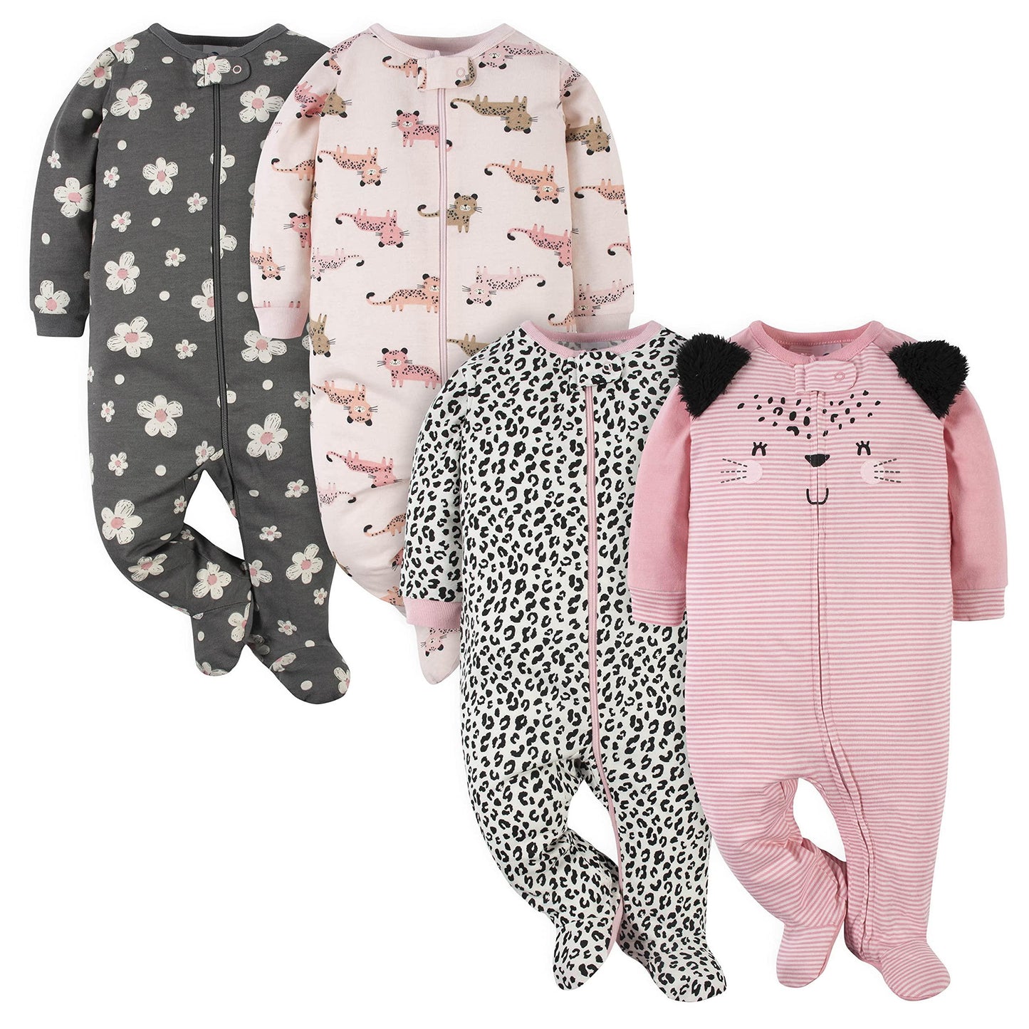 Gerber Baby Girls' 4 Pack Sleep 'N Play Footie